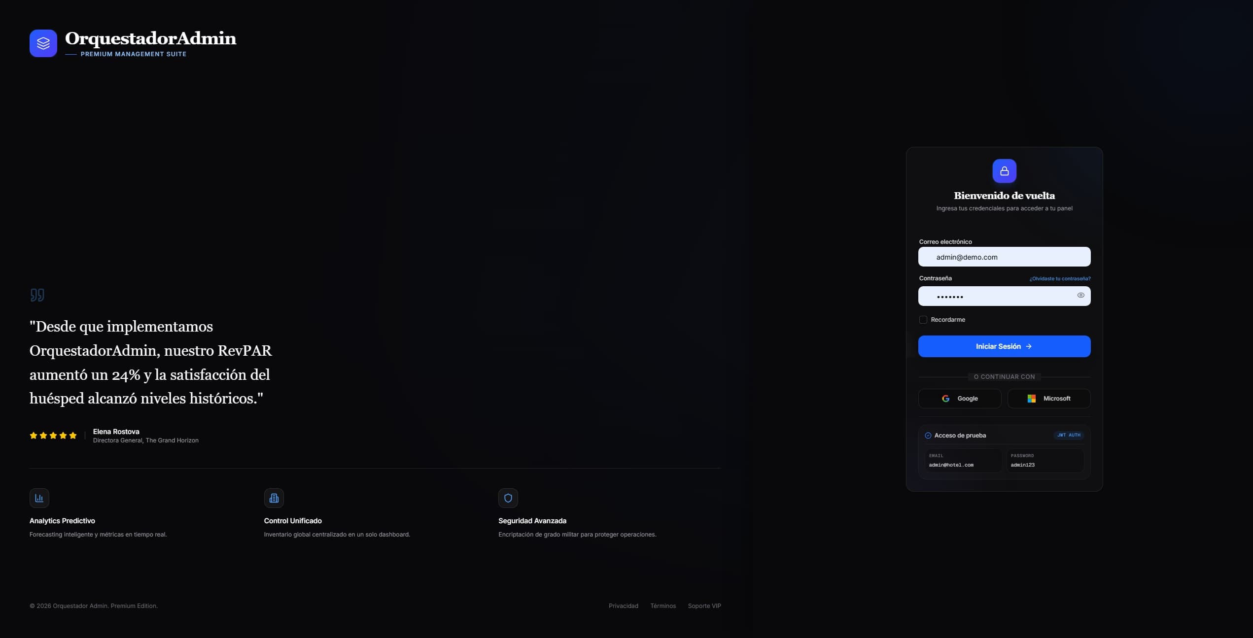 Captura de pantalla del proyecto: OrquestadorADM