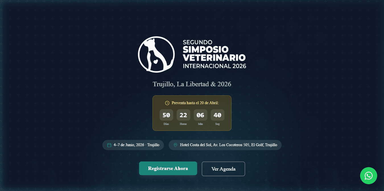 Captura de pantalla del proyecto: II Simposio Veterinario Internacional 2026